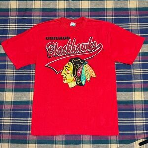 Mens Vintage Chicago Blackhawks Graphic Tee Shirt Vintage NHL Retro 90’s